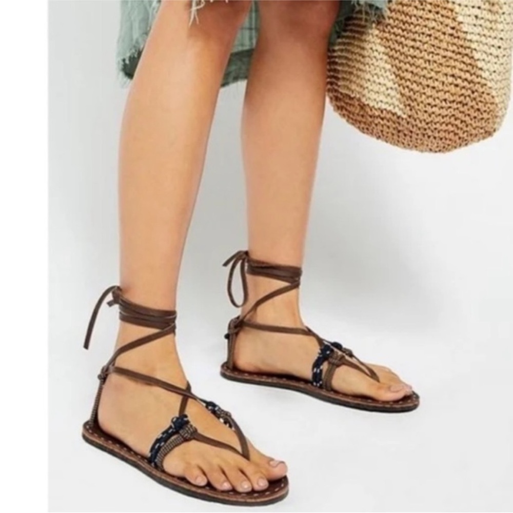 Free people la jola wrap up boho leather sandals 6